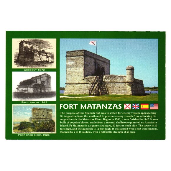 Fort Matanzas National Monument Postcard With Historic Images Facts Tourism - Picture 1 of 2